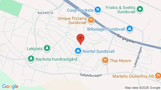 Lägenheter att hyra i Sundsvall - kort over placeringen