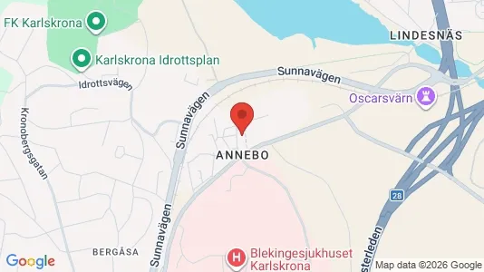 Lägenheter att hyra i Karlskrona - kort over placeringen