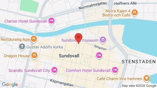 Lägenheter att hyra i Sundsvall - kort over placeringen