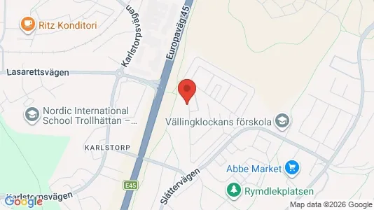 Lägenheter att hyra i Trollhättan - kort over placeringen
