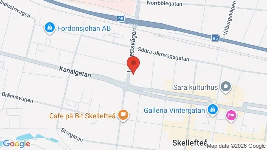 Lägenheter att hyra i Skellefteå - kort over placeringen
