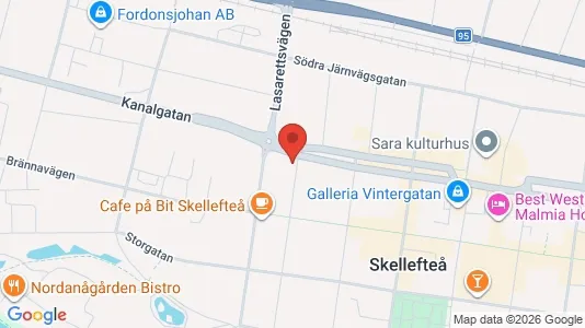 Lägenheter att hyra i Skellefteå - kort over placeringen