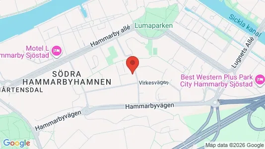 Lägenheter att hyra i Hammarbyhamnen - kort over placeringen