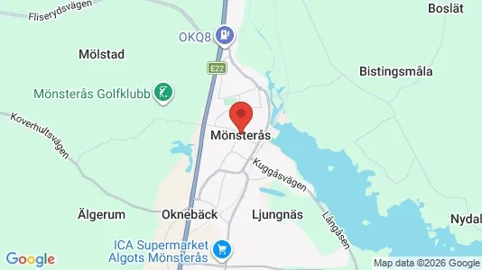 Hus att hyra i Mönsterås - kort over placeringen