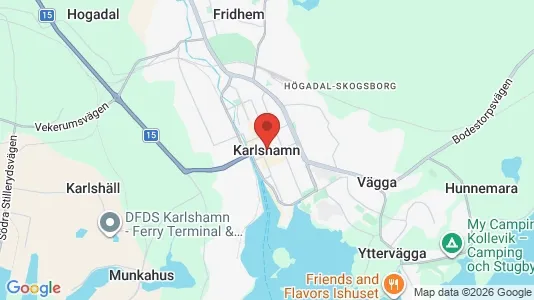 Hus att hyra i Karlshamn - kort over placeringen