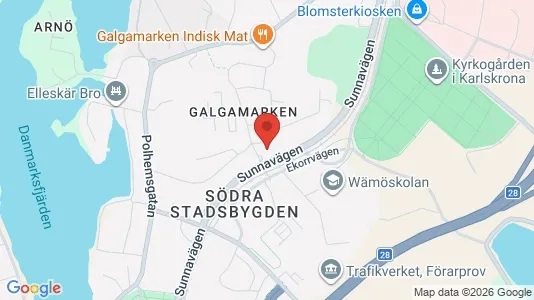 Lägenheter att hyra i Karlskrona - kort over placeringen