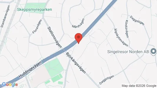 Lägenheter att hyra i Huddinge - kort over placeringen