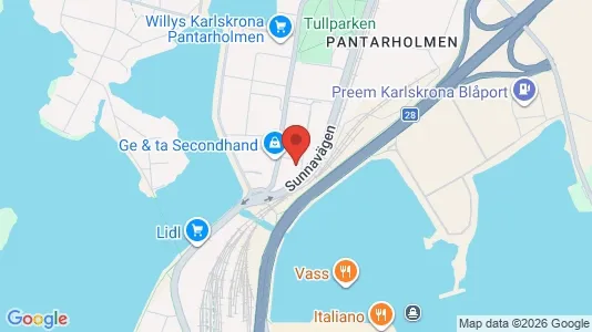 Rum att hyra i Karlskrona - kort over placeringen