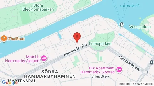 Lägenheter att hyra i Hammarbyhamnen - kort over placeringen