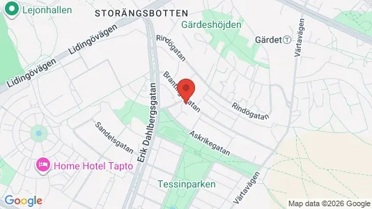 Lägenheter att hyra i Gärdet/Djurgården - kort over placeringen