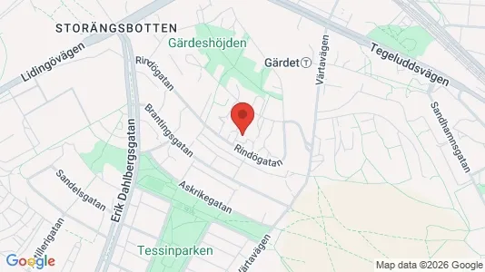 Lägenheter att hyra i Gärdet/Djurgården - kort over placeringen