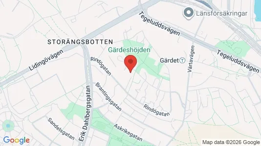 Lägenheter att hyra i Gärdet/Djurgården - kort over placeringen