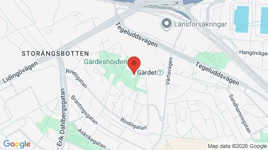 Lägenheter att hyra i Gärdet/Djurgården - kort over placeringen