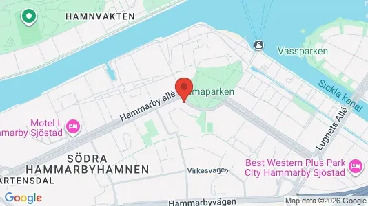 Lägenheter att hyra i Hammarbyhamnen - kort over placeringen