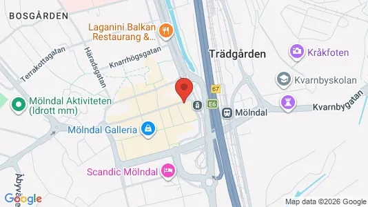 Lägenheter att hyra i Mölndal - kort over placeringen