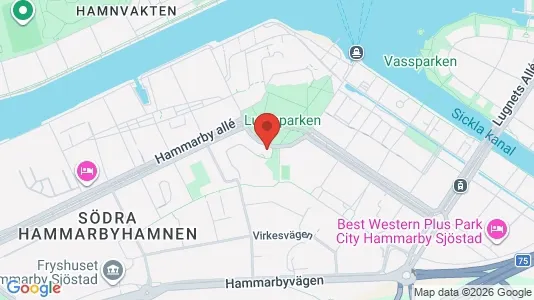 Lägenheter att hyra i Hammarbyhamnen - kort over placeringen