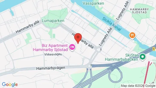 Lägenheter att hyra i Hammarbyhamnen - kort over placeringen