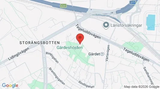 Lägenheter att hyra i Gärdet/Djurgården - kort over placeringen