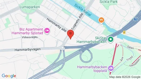 Lägenheter att hyra i Hammarbyhamnen - kort over placeringen