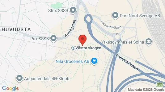 Lägenheter att hyra i Solna - kort over placeringen