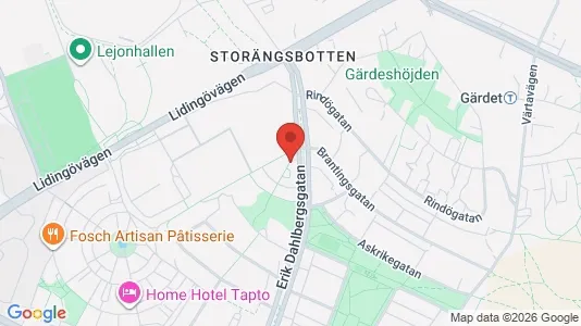 Lägenheter att hyra i Gärdet/Djurgården - kort over placeringen