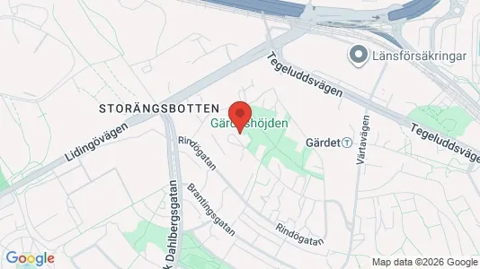 Lägenheter att hyra i Gärdet/Djurgården - kort over placeringen