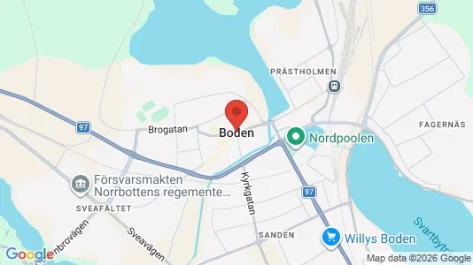 Radhus att hyra i Boden - kort over placeringen