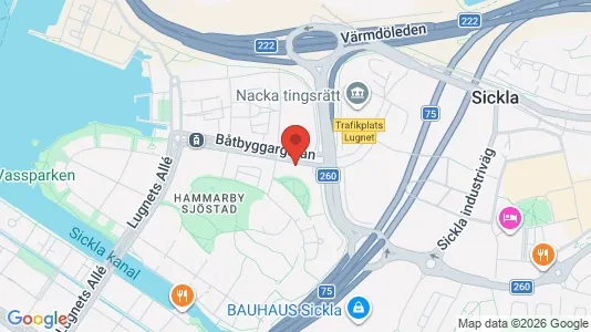 Lägenheter att hyra i Hammarbyhamnen - kort over placeringen