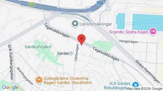 Lägenheter att hyra i Gärdet/Djurgården - kort over placeringen