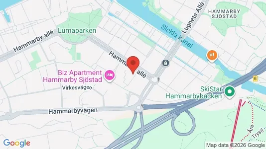 Lägenheter att hyra i Hammarbyhamnen - kort over placeringen