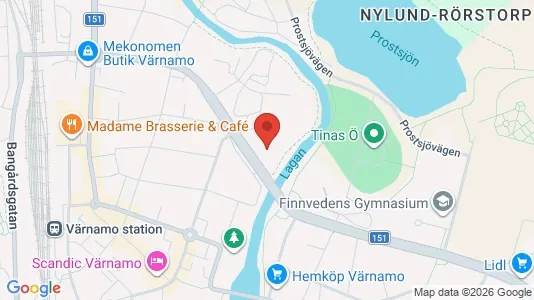 Lägenheter att hyra i Värnamo - kort over placeringen