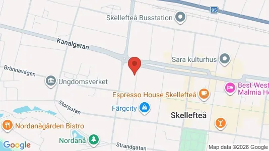 Lägenheter att hyra i Skellefteå - kort over placeringen