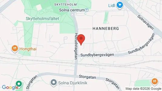 Lägenheter att hyra i Solna - kort over placeringen