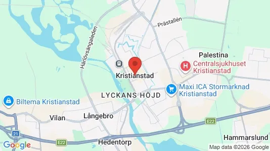 Lägenheter att hyra i Kristianstad - kort over placeringen