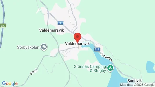 Hus att hyra i Valdemarsvik - kort over placeringen