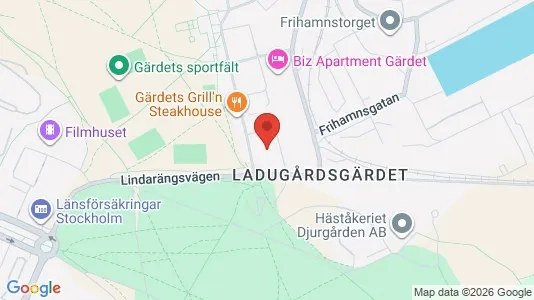 Lägenheter att hyra i Gärdet/Djurgården - kort over placeringen