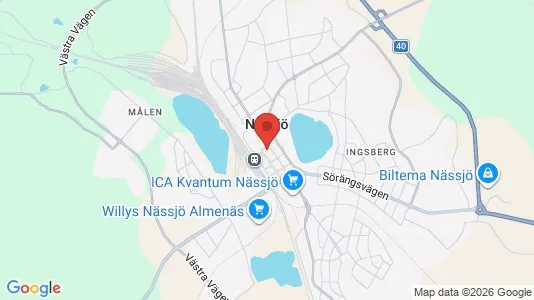 Hus att hyra i Nässjö - kort over placeringen