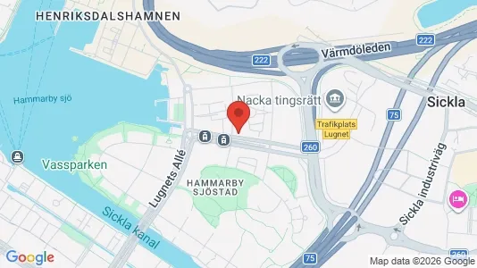 Lägenheter att hyra i Hammarbyhamnen - kort over placeringen