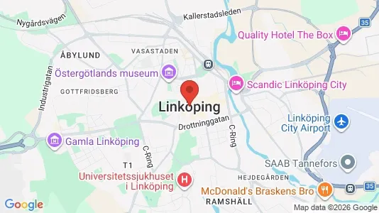 Rum att hyra i Linköping - kort over placeringen