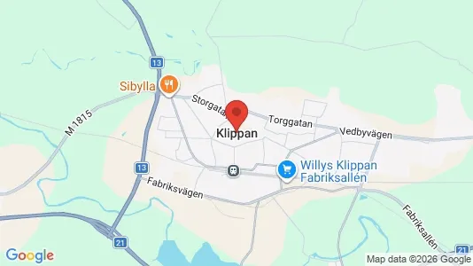 Radhus att hyra i Klippan - kort over placeringen