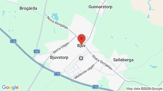 Hus att hyra i Bjuv - kort over placeringen