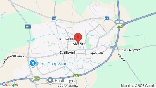 Rum att hyra i Skara - kort over placeringen
