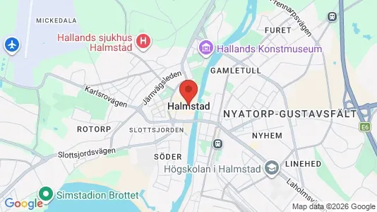 Hus att hyra i Halmstad - kort over placeringen