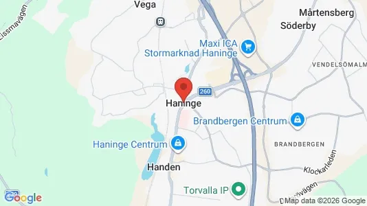 Radhus att hyra i Haninge - kort over placeringen