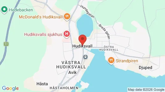 Hus att hyra i Hudiksvall - kort over placeringen