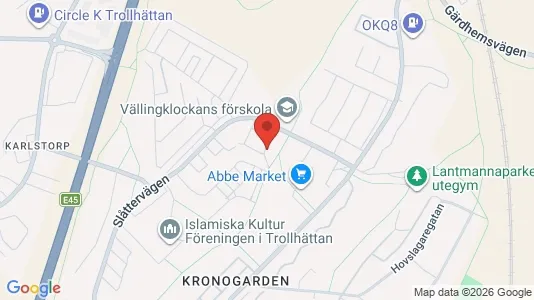 Rum att hyra i Trollhättan - kort over placeringen