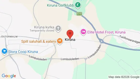 Rum att hyra i Kiruna - kort over placeringen