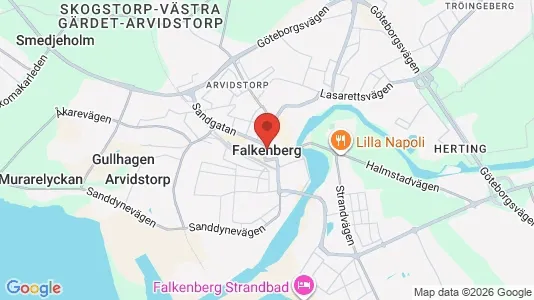 Hus att hyra i Falkenberg - kort over placeringen