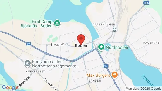Hus att hyra i Boden - kort over placeringen
