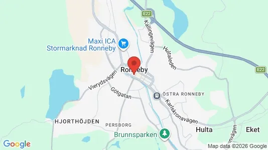 Hus att hyra i Ronneby - kort over placeringen